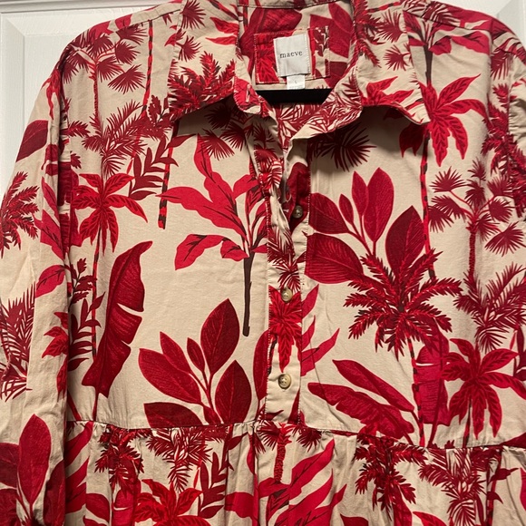 Anthropologie Maeve Bettina Dress with Red Botanical Print - Picture 3 of 6